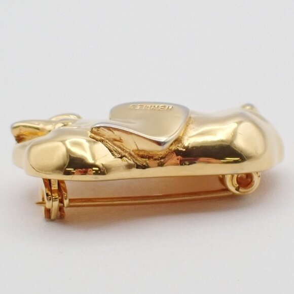 HERMES Logo Elephant Pin Brooch Gold Accessory - Picture 4 of 5